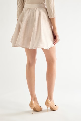 Jupe patineuse en soie taille haute - Beige