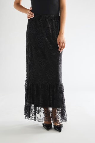 Jupe longue en dentelle - Noir