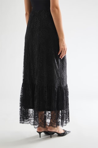 Jupe longue en dentelle - Noir