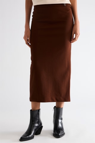 Jupe droite taille haute - Marron