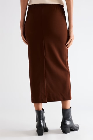 Jupe droite taille haute - Marron