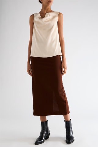 Jupe droite taille haute - Marron