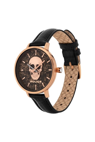 Leren Quartz Horloge Zwart en Roségoudkleurig