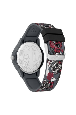 Silicone Quartz Horloge Grijs en Bordeauxrood