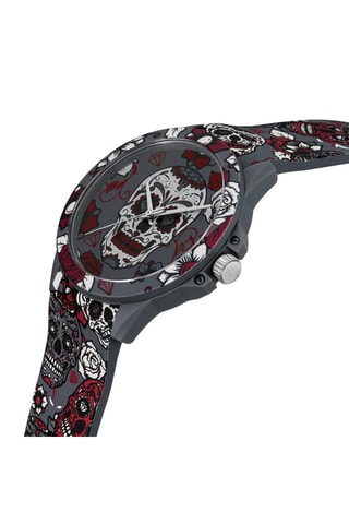 Silicone Quartz Horloge Grijs en Bordeauxrood