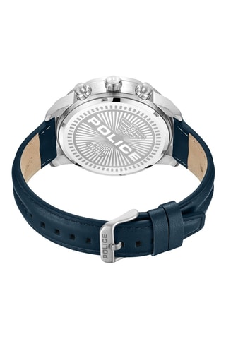 Leren Quartz Horloge Huntley - Marineblauw en Zilverkleurig