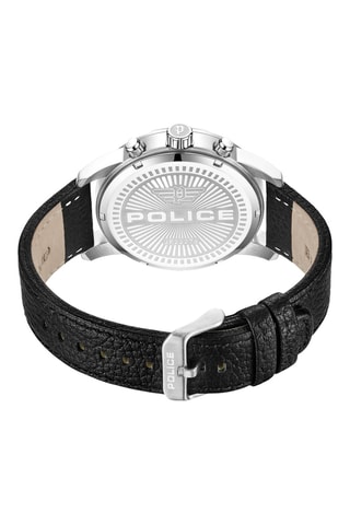 Leren Quartz Horloge Greenlane - Zwart en Zilverkleurig