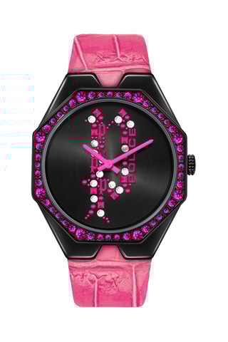 Leren Quartz Horloge Moana - Roze en Zwart