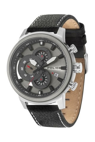 Leren Quartz Horloge Toronto - Zwart en Zilverkleurig