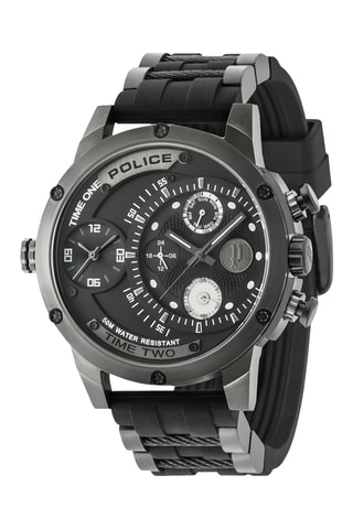 Leren en Doublé Grijs Ion Quartz Horloge Adder - GMT
