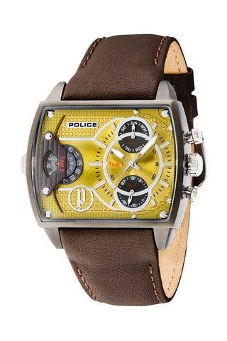 Leren en Doublé Grijs Ion Quartz Horloge Scorpion - GMT