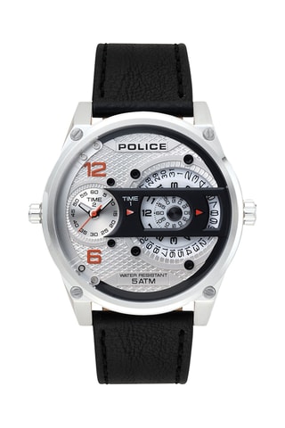 Leren Quartz Horloge D-jay - GMT - Zwart en Zilverkleurig