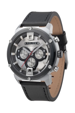 Leren en Doublé Ion Zwart Quartz Horloge Armor II - Chronograaf