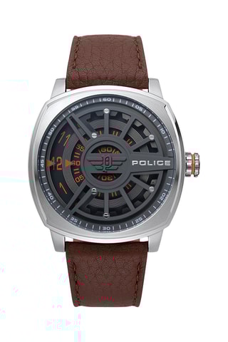 Leren Quartz Horloge Speed Head - Bruin en Zilverkleurig