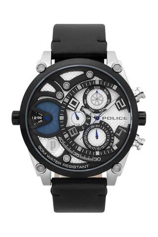 Leren Quartz Horloge met Zilver Vigor