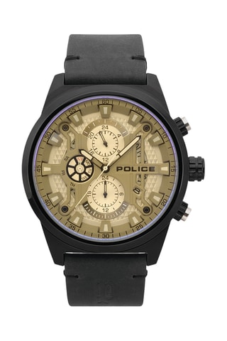 Leren en Ion Doublé Zwart Quartz Horloge Chandler