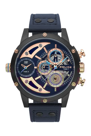 Leren en Ion Doublé Grijs Quartz Horloge Scythe