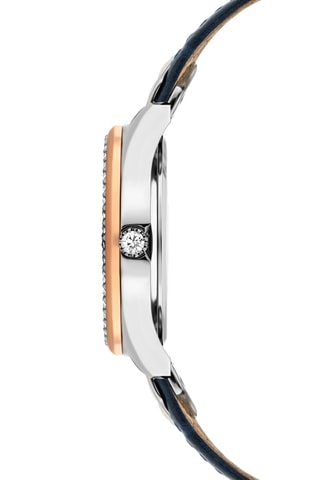 Leren Quartz Horloge Pongua - Marineblauw