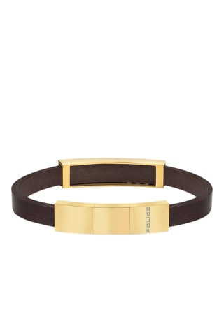Leren en Doublé Ion Geelgoud Armband Lattitude 