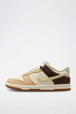 Nike Dunk Low en cuir - Ecru et marron foncé