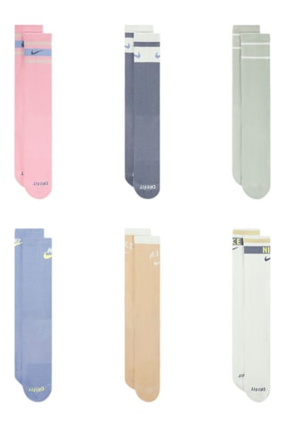 6 paires de chaussettes Everyday Plus - Rose, ciel et vert - Nike