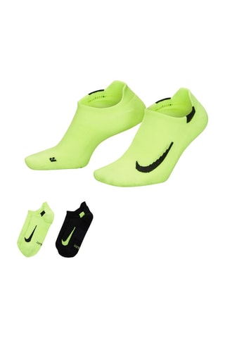 2 paires de socquettes de running Multiplier - Noir et vert - Nike