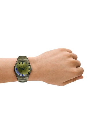 Stalen Quartz Horloge - Kaki