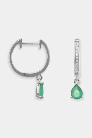 Oorbellen Juria Witgoud, Diamanten en Smaragd