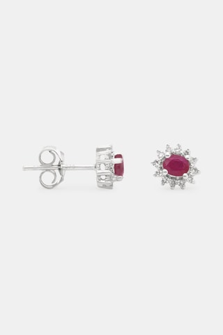 Oorbellen Etoile - Witgoud, Diamanten en Robijnen