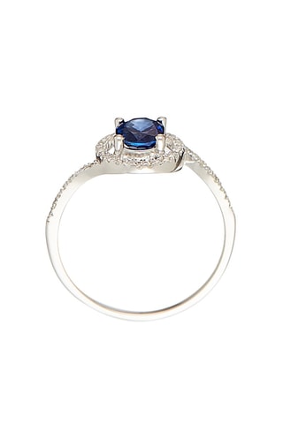 Verlovingsring Sapharin - Witgoud, Diamanten 0,13 Karaat/43 en Saffier 0,95 Karaat
