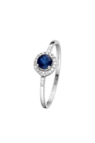 Ring Rond de Saphir   Witgoud, Saffier en Diamanten
