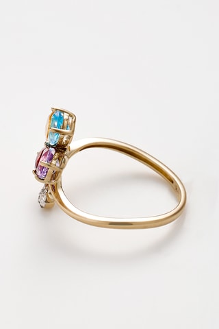 Ring Taïra - Geelgoud, Diamanten, Amethist, topaas, citrien en grenaat