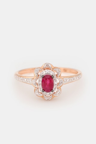 Ring Hasna Roségoud, Diamanten en Robijnen