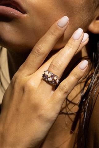 Ring Pandora - Roségoud, Opalen, Topazen en Tanzanieten