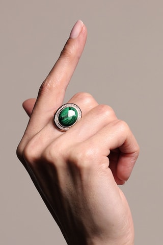 Ring Hélicé Roségoud, diamanten en malachiet