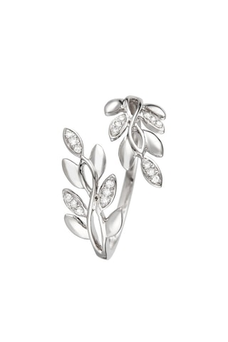 Ring Lauriers Witgoud en Diamanten 0,08 Karaat/18