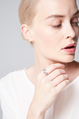 Ring Lauriers Witgoud en Diamanten 0,08 Karaat/18