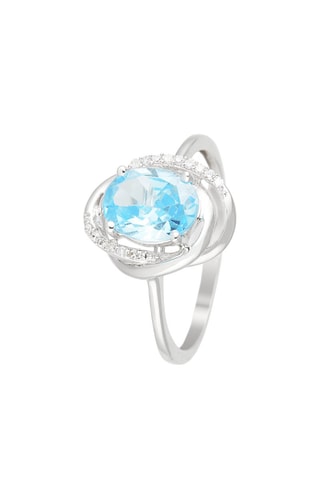 Ring Rivage Witgoud, Diamanten 0,05 Karaat/16 en Topaas