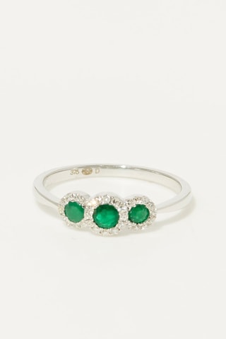 Ring Trio des Emeraudes Witgoud, Smaragd en Diamanten