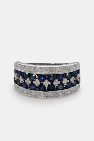 Ring Chemin de Saphirs - Witgoud, Diamanten en Saffieren