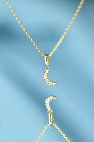 Hanger Diamond Moon - Geelgoud en Diamanten