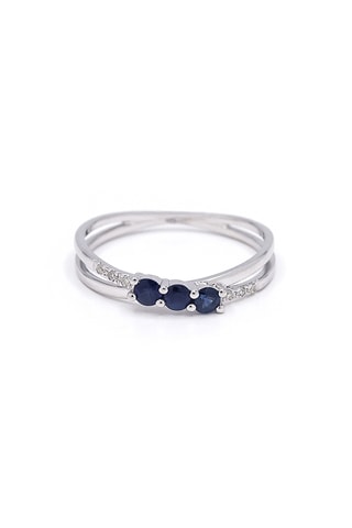 Ring - Witgoud, Diamanten en Saffieren