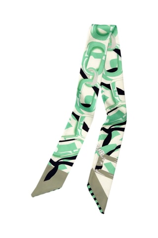 Lenço Chic Twill - Branco, preto e verde
