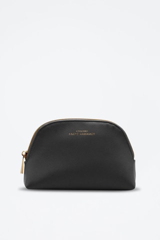 Mini estojo de maquilhagem em couro Thonon - Preto