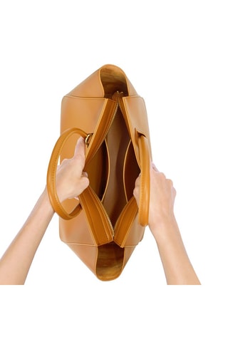 Mala shopper em couro Levallois - Castanho