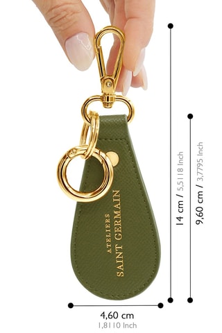 Porta-chaves em couro Dream Paris - Verde e dourado