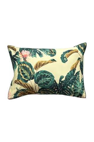 Taie d'oreiller en satin de coton 120 fils/cm² - Ivoire et vert