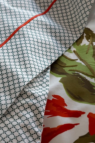 Taie d'oreiller en percale de coton 80 fils/cm² - Blanc et vert