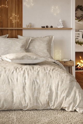 Parure de couette en flanelle de coton Esthel - Beige