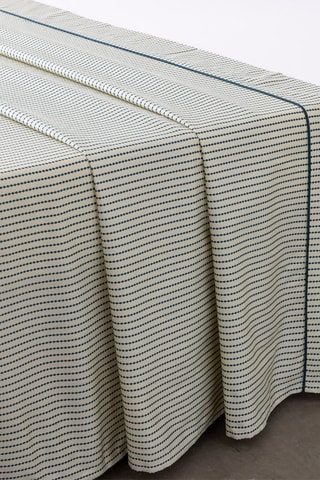 Drap plat en satin de coton 120 fils/cm² Maya - Vert et blanc